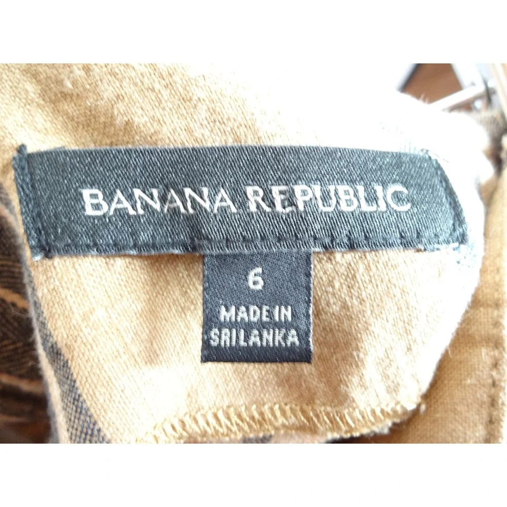 VTG Banana Republic Wide Leg Pants Womens S Tan Striped Linen Coastal Trousers